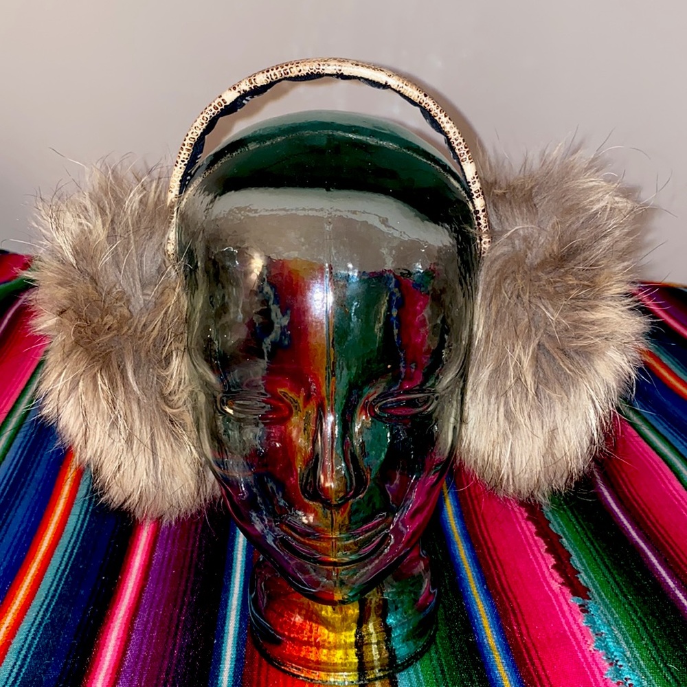 Surell Real Fox Fur Earmuff With Snakeskin Print Headband